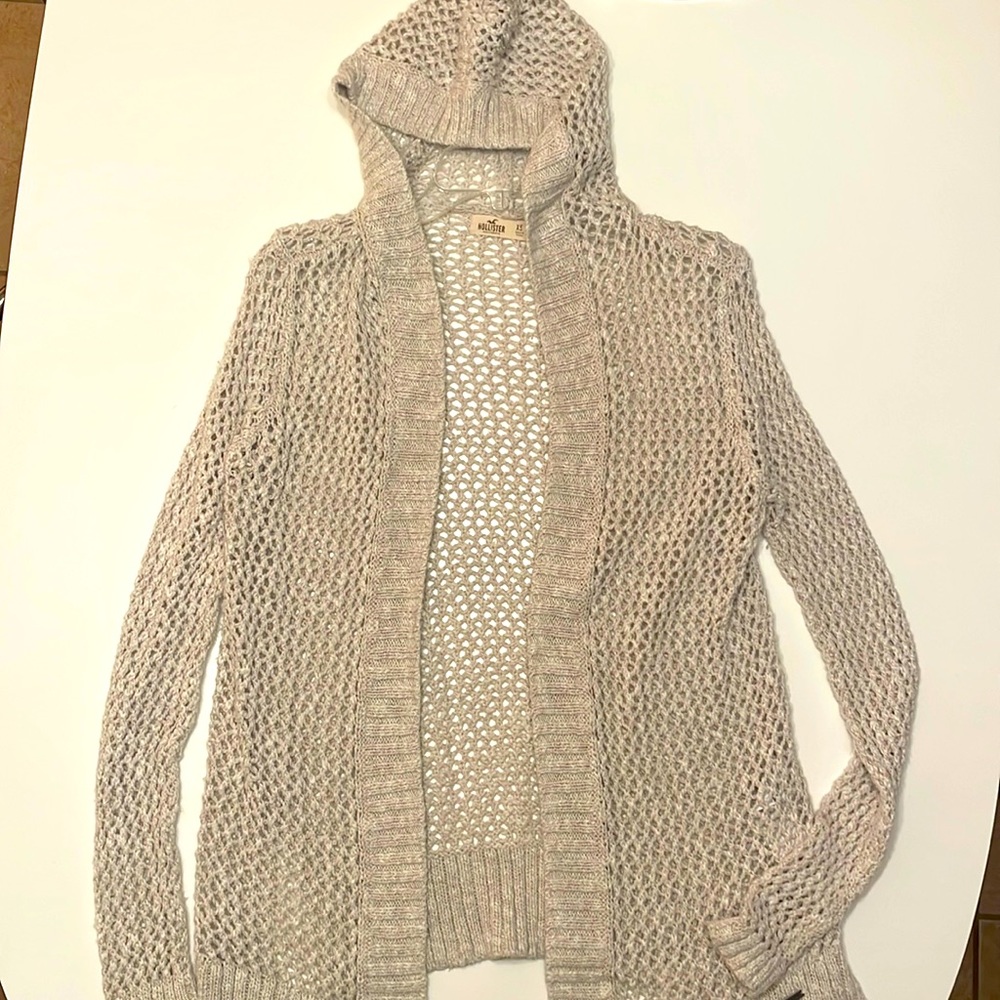 Hollister beige hooded cardigan.